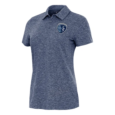 Women's Antigua Heather Navy Sporting Kansas City Matter Polo