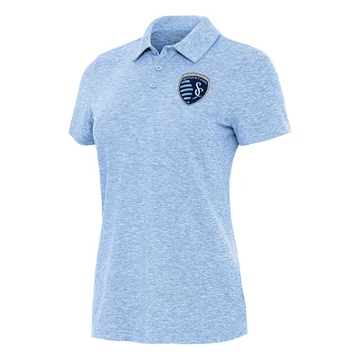 Women's Antigua Heather Sky Blue Sporting Kansas City Matter Polo