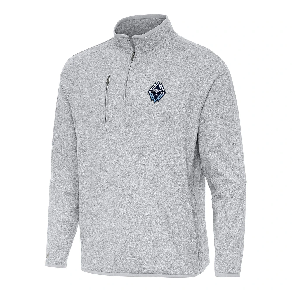 Men's Antigua Heather Vancouver Whitecaps FC Certain Tri-Blend Quarter-Zip Jacket