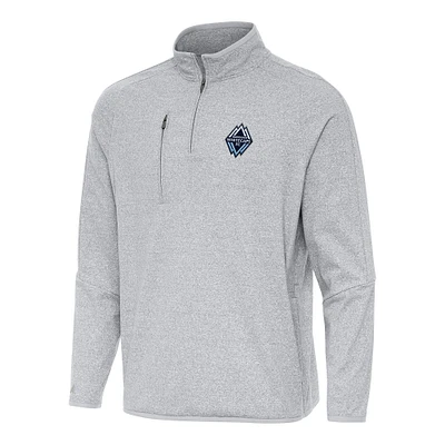 Men's Antigua Heather Vancouver Whitecaps FC Certain Tri-Blend Quarter-Zip Jacket