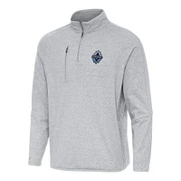 Men's Antigua Heather Vancouver Whitecaps FC Certain Tri-Blend Quarter-Zip Jacket