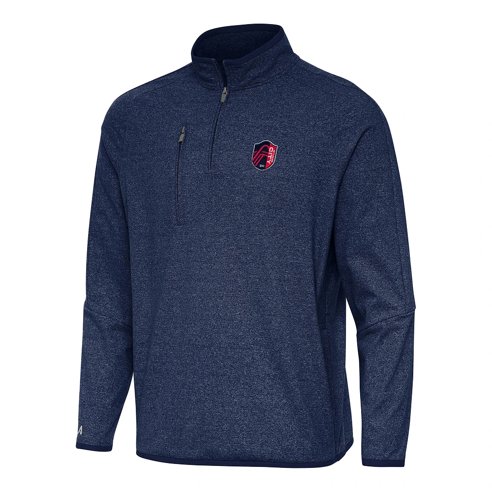 Men's Antigua Heather Navy St. Louis City SC Certain Tri-Blend Quarter-Zip Jacket