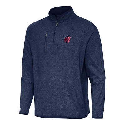 Men's Antigua Heather Navy St. Louis City SC Certain Tri-Blend Quarter-Zip Jacket
