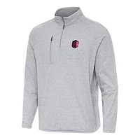 Men's Antigua Heather Gray St. Louis City SC Certain Tri-Blend Quarter-Zip Jacket