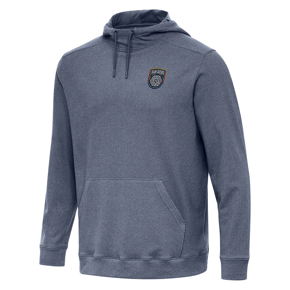 Men's Antigua Heather Navy San Diego FC Cloud Pullover Hoodie