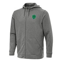 Men's Antigua Heather Black Seattle Sounders FC Effortless Full-Zip Hoodie