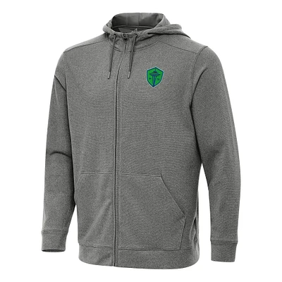 Men's Antigua Heather Black Seattle Sounders FC Effortless Full-Zip Hoodie