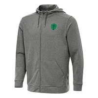 Men's Antigua Heather Black Seattle Sounders FC Effortless Full-Zip Hoodie