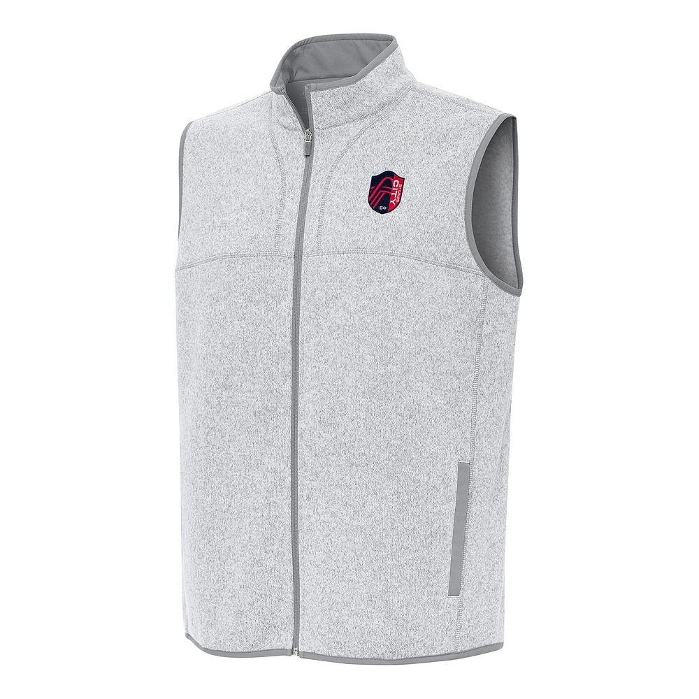 Men's Antigua Heather Gray St. Louis City SC Fortune Full-Zip Vest