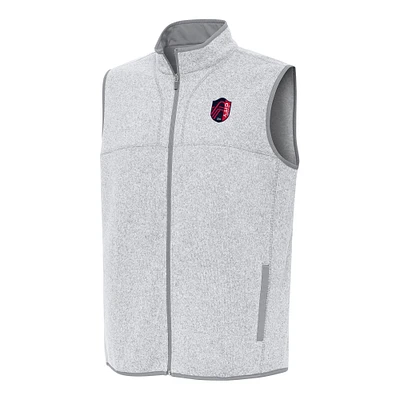 Men's Antigua Heather Gray St. Louis City SC Fortune Full-Zip Vest