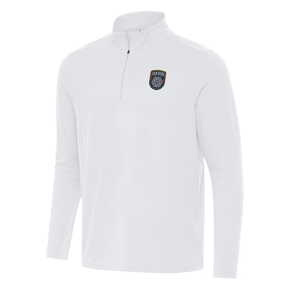 Men's Antigua White San Diego FC Intent Quarter-Zip Jacket