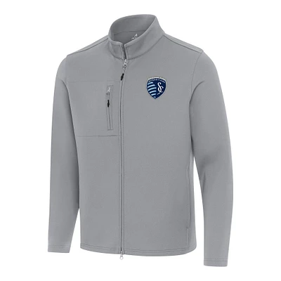 Men's Antigua Gray Sporting Kansas City Objection Full-Zip Jacket