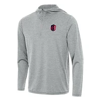 Men's Antigua Heather Gray St. Louis City SC Tidy Quarter-Zip Hoodie