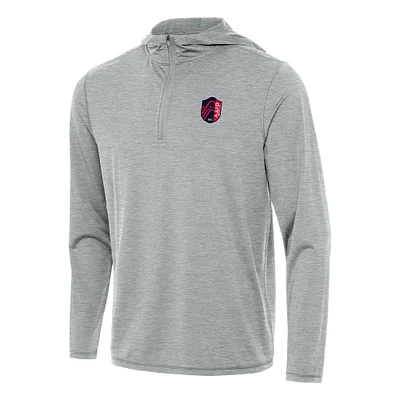 Men's Antigua Heather Gray St. Louis City SC Tidy Quarter-Zip Hoodie