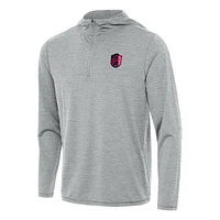 Men's Antigua Heather Gray St. Louis City SC Tidy Quarter-Zip Hoodie