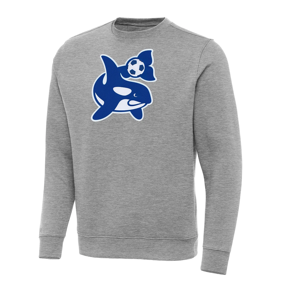 Men's Antigua Heather Gray Seattle Sounders FC Big & Tall Team Crest Victory Pullover Sweatshirt