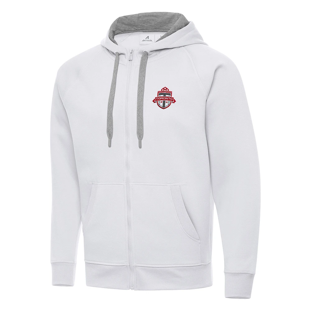 Men's Antigua White Toronto FC Victory Raglan Full-Zip Hoodie