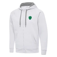 Men's Antigua White Seattle Sounders FC Victory Raglan Full-Zip Hoodie