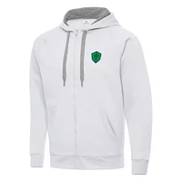 Men's Antigua White Seattle Sounders FC Victory Raglan Full-Zip Hoodie