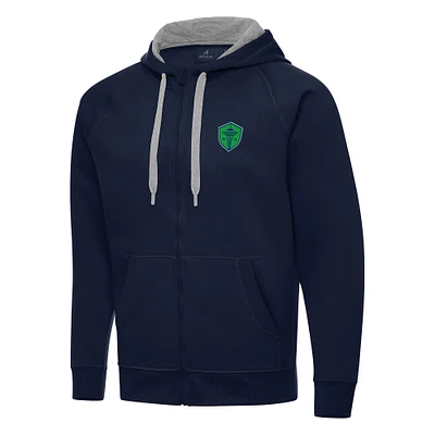 Men's Antigua Navy Seattle Sounders FC Victory Raglan Full-Zip Hoodie