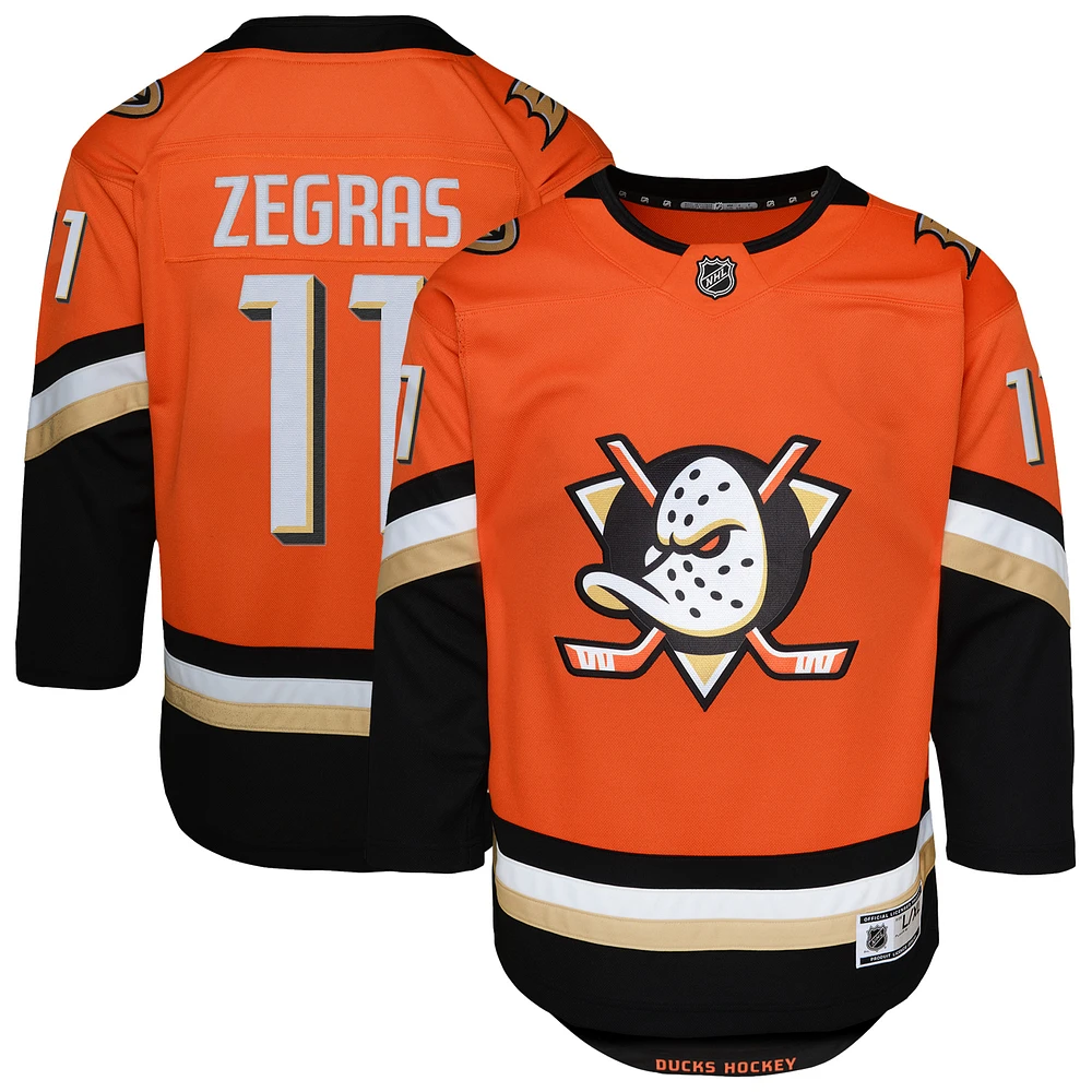 Youth Trevor Zegras Orange Anaheim Ducks Premier Player Jersey