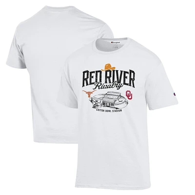 Men's Champion  White Texas Longhorns vs. Oklahoma Sooners Red River Rivalry Stadium Match Up T-Shirt