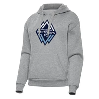 Women's Antigua Heather Gray Vancouver Whitecaps FC Victory Pullover Hoodie