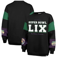 Women's '47 x Stoney Clover Black Super Bowl LIX Root On Dual Barred Pullover Sweatshirt