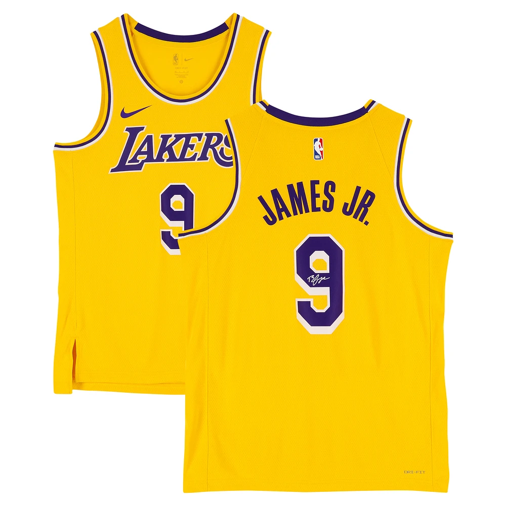 Bronny James Los Angeles Lakers Autographed Nike Gold Icon Swingman Jersey