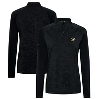 Women's Levelwear Black Pittsburgh Penguins Amethyst Insignia Core Quarter-Zip Jacket