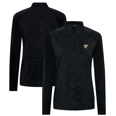 Women's Levelwear Black Pittsburgh Penguins Amethyst Insignia Core Quarter-Zip Jacket