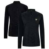 Women's Levelwear Black Pittsburgh Penguins Amethyst Insignia Core Quarter-Zip Jacket