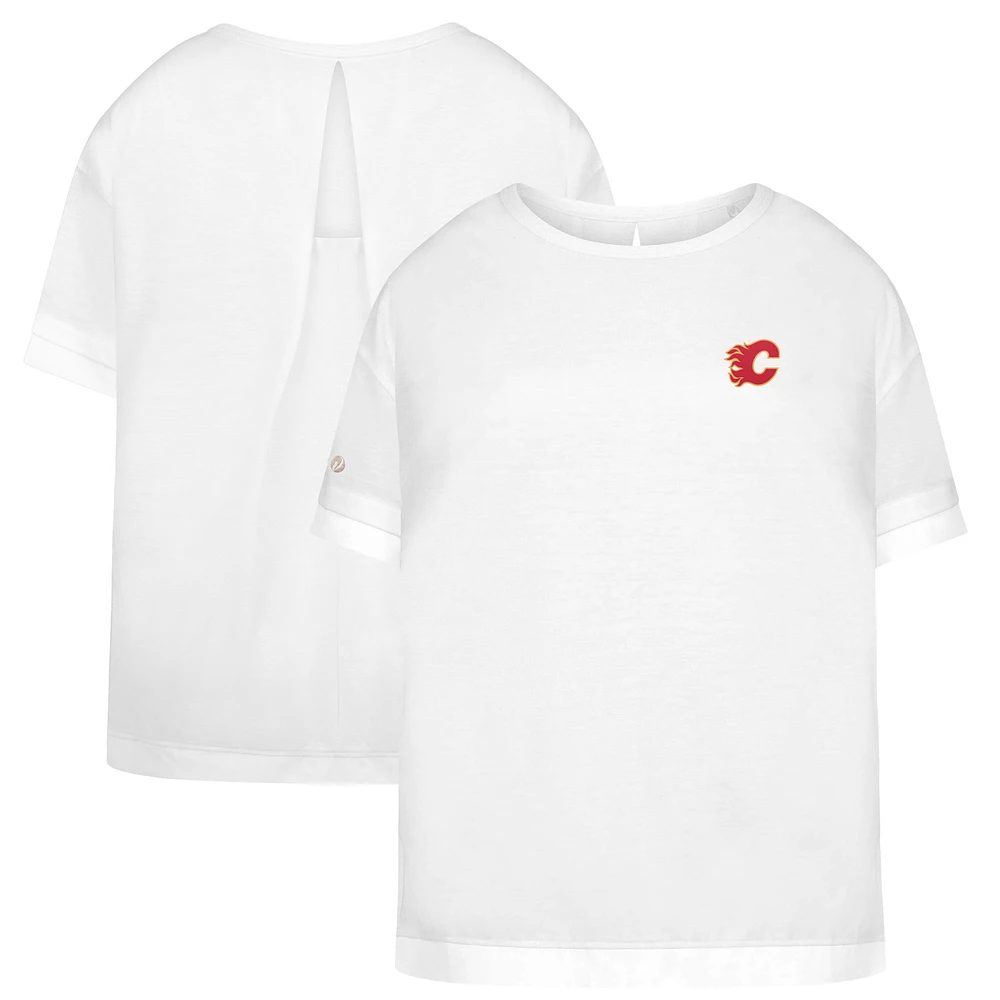 Women's Levelwear White Calgary Flames Tulip Primary Logo T-Shirt