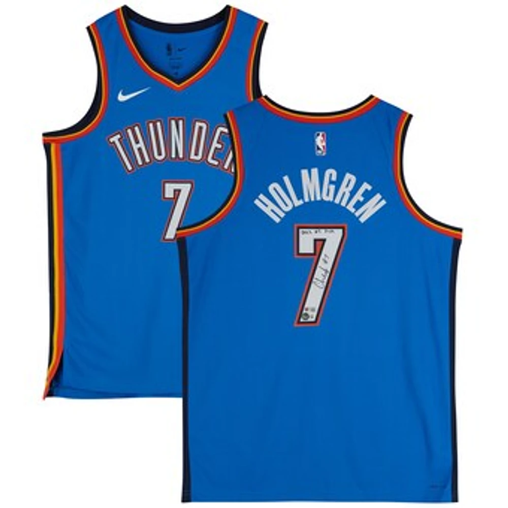 Chet Holmgren Oklahoma City Thunder Autographed Blue Nike 2022-23 Icon Edition Swingman Jersey with "2022 #2 Pick" Inscription - BAS