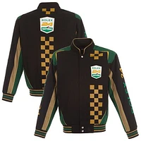 Men's JH Design Black/Green NASCAR Rolex at Daytona Full-Snap Uniform Twill Jacket