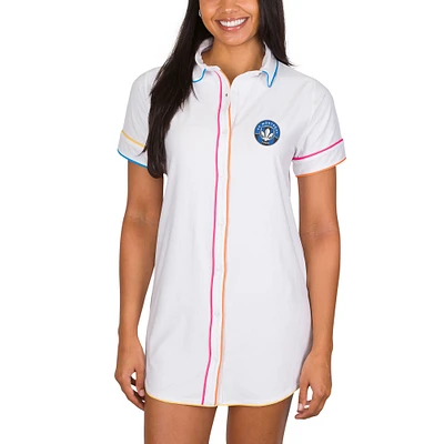 Women's Concepts Sport White CF Montreal Flutter Knit Button-Up Nightshirt