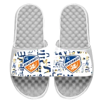 Youth ISlide White FC Cincinnati Kick Cancer Slide Sandals