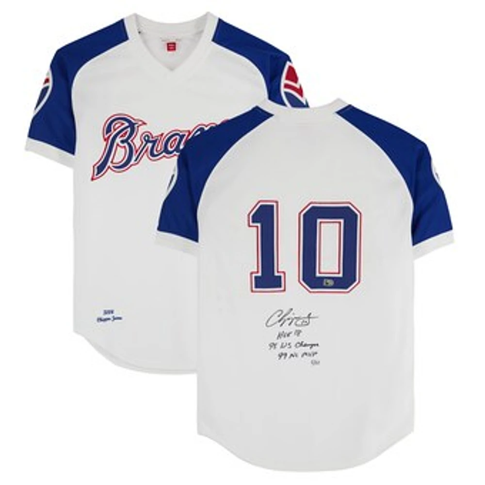 Chipper Jones Atlanta Braves Autographed White 2004 Mitchell & Ness Authentic Jersey with Multiple Inscriptions - Limited Edition #1/10