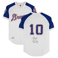 Chipper Jones Atlanta Braves Autographed White 2004 Mitchell & Ness Authentic Jersey with Multiple Inscriptions - Limited Edition #1/10