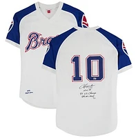 Chipper Jones Atlanta Braves Autographed White 2004 Mitchell & Ness Authentic Jersey with Multiple Inscriptions - Limited Edition of 10