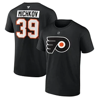 Men's Fanatics Matvei Michkov Black Philadelphia Flyers Authentic Stack Name & Number T-Shirt