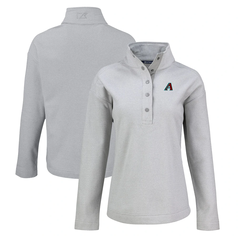 Women's Cutter & Buck Gray Arizona Diamondbacks Hunts Point Eco Half-Snap Jacket