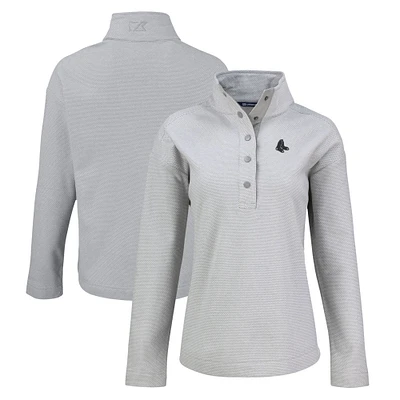 Women's Cutter & Buck Gray Boston Red Sox Hunts Point Eco Half-Snap Jacket