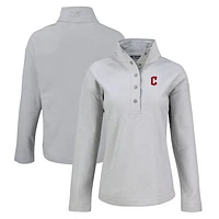 Women's Cutter & Buck Gray Cleveland Guardians Hunts Point Eco Half-Snap Jacket