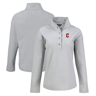 Women's Cutter & Buck Gray Cleveland Guardians Hunts Point Eco Half-Snap Jacket