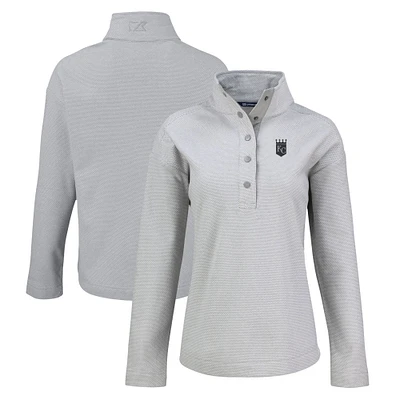 Women's Cutter & Buck Gray Kansas City Royals Hunts Point Eco Half-Snap Jacket