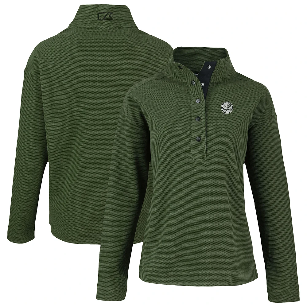 Women's Cutter & Buck Green New York Yankees Hunts Point Eco Half-Snap Jacket