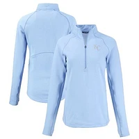Women's Cutter & Buck Heather Light Blue Kansas City Royals Peshastin Eco Fleece Recycled Raglan Half-Zip Top
