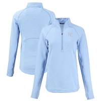 Women's Cutter & Buck Heather Light Blue Kansas City Royals Peshastin Eco Fleece Recycled Raglan Half-Zip Top