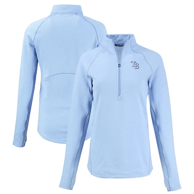 Women's Cutter & Buck Heather Light Blue Tampa Bay Rays Peshastin Eco Fleece Recycled Raglan Half-Zip Top